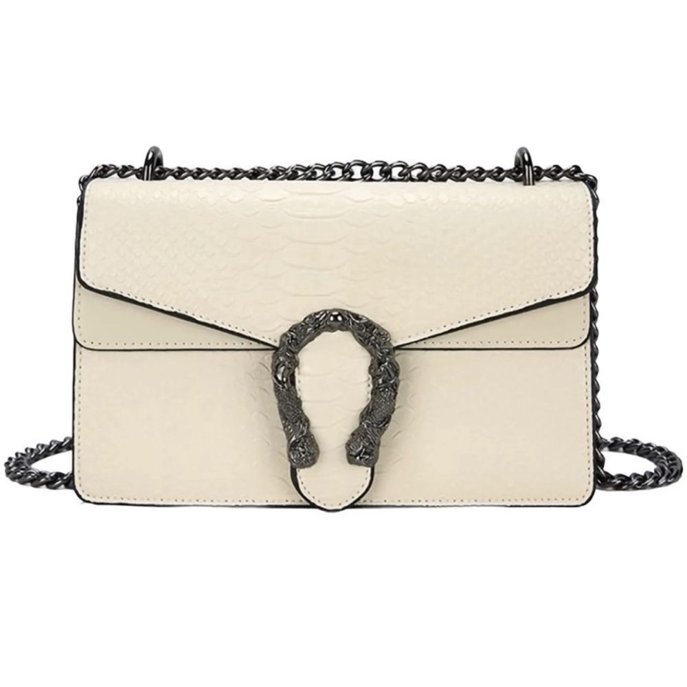 NWOT Beige Tiger Head Buckle Crossbody Bag in Beige with Black Buckle OS